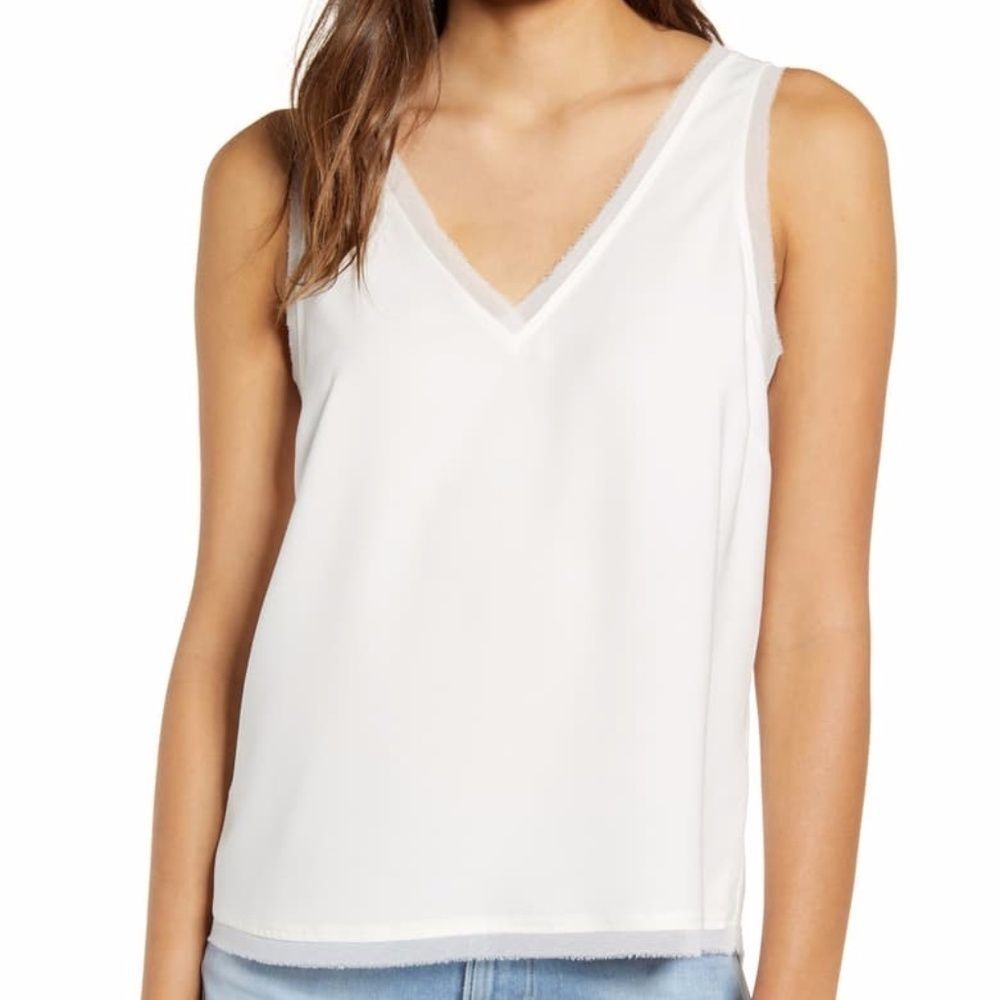 NWT Chelsea 28 Raw Edge Tank XS Ivory Cloud
